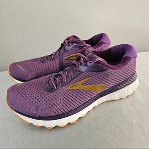 BROOKS Adrenaline GTS 20 Womens Purple & Gold Athletic Running Shoes, Sneakers
